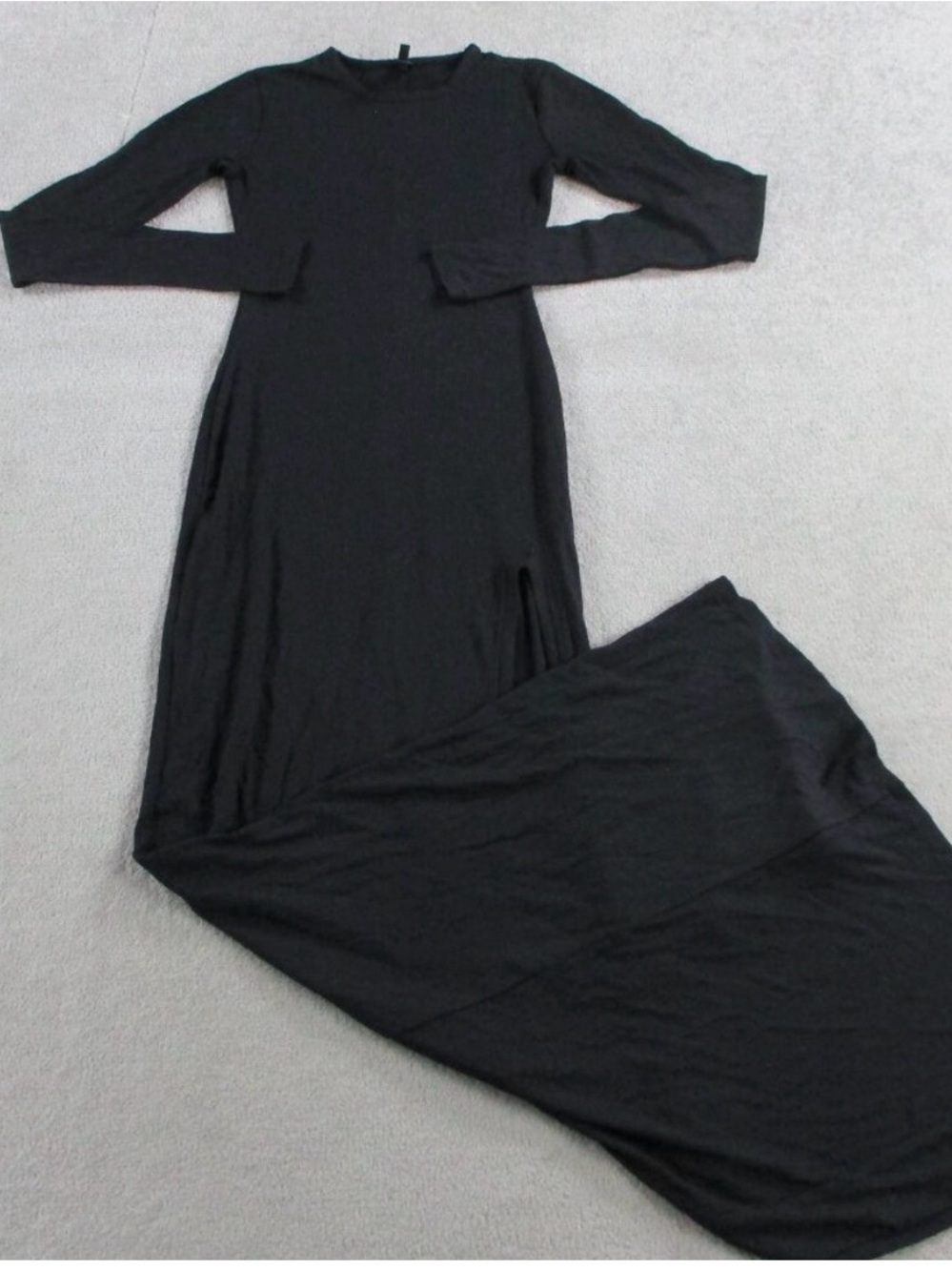 SKIMS Long Sleeve Maxi Dress Womens Small Black Ribbed
Slit Modal Blend Stretch